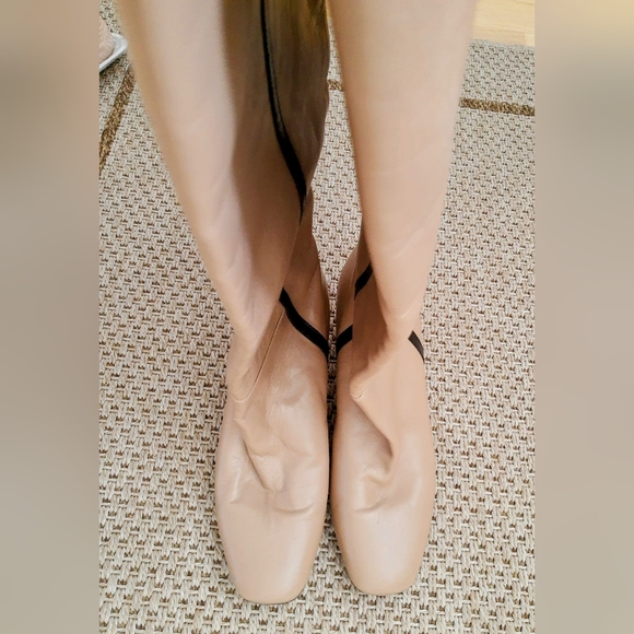 Nwot-Kate Spade Beige Leather  high-back zipper-boots. Authentic.made in Italy - Picture 3 of 8